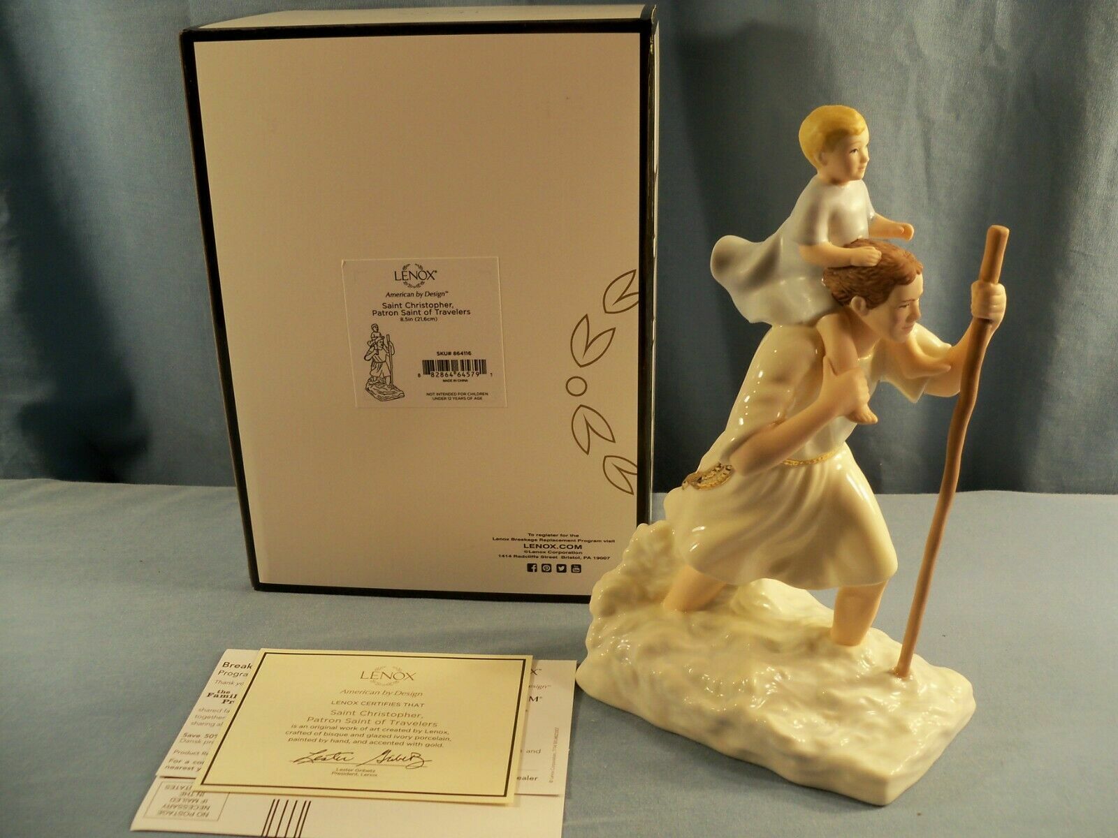 Lenox St Christopher Carrying Baby Jesus Figurine Patron Saint of Travelers NEW1