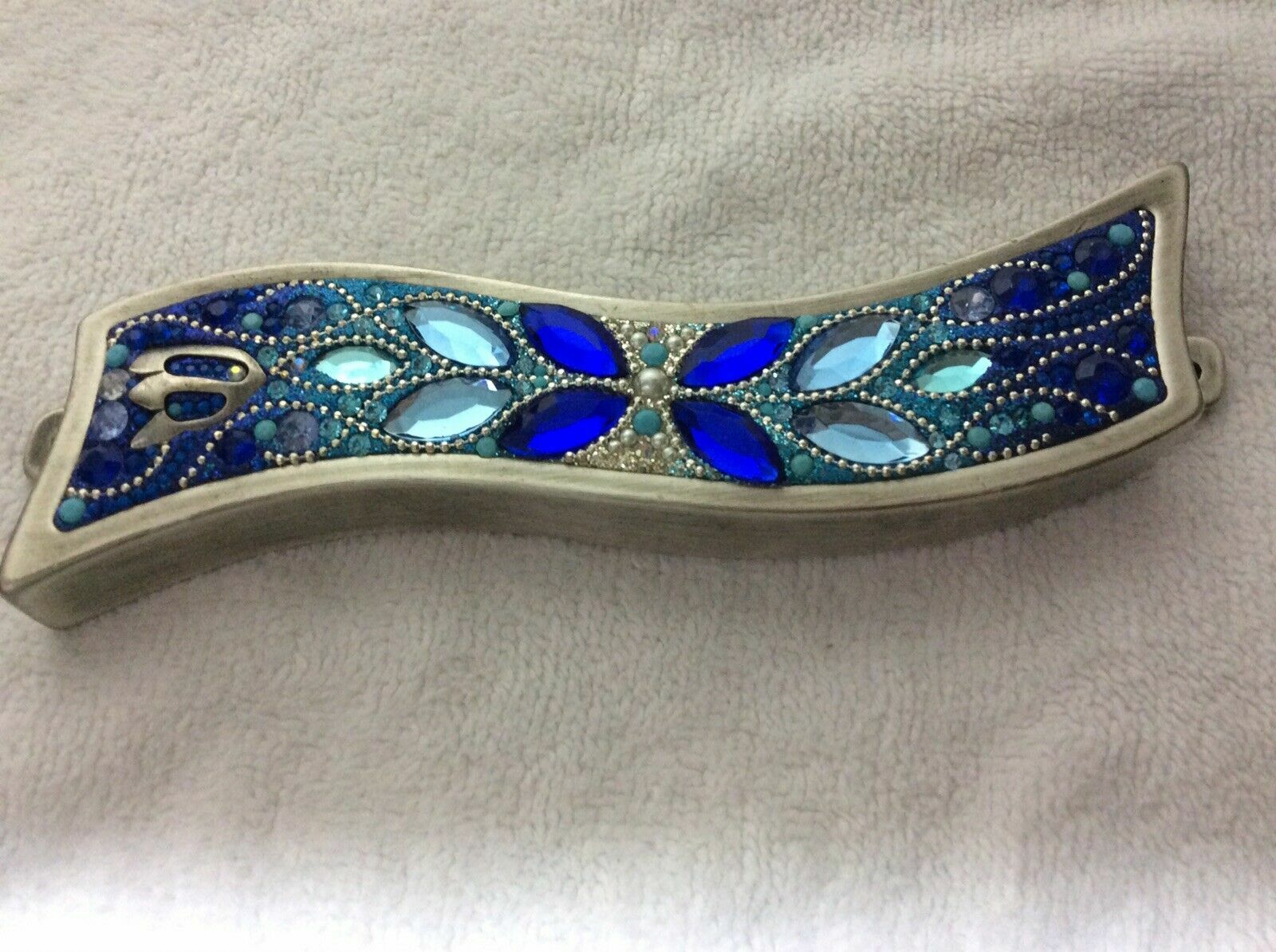 Lenox Mezuzah Case Blue Brilliance Swarovski Crystals Orit Schatzman Israel NEW3