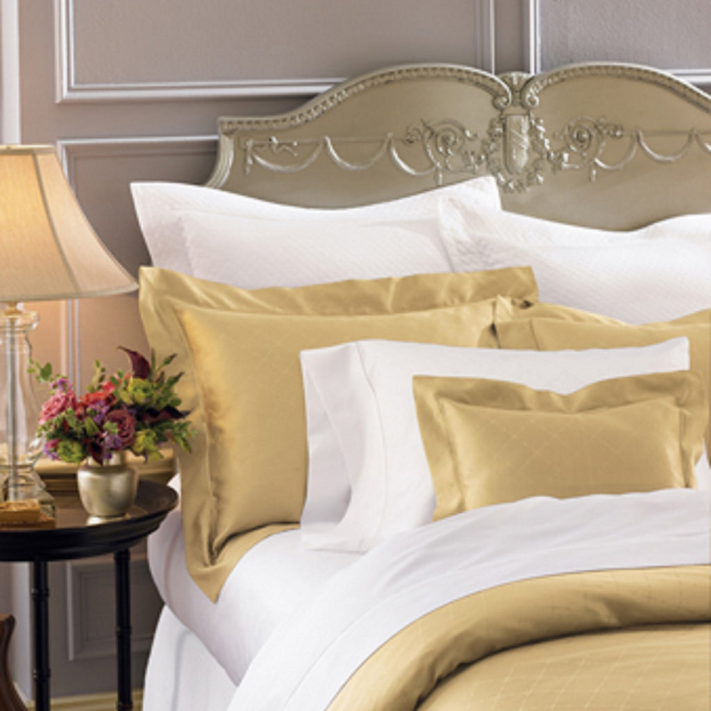 Sferra Colette Gold Queen Flat Sheet Lattice Egyptian Cotton 1020TC Italy NEW7