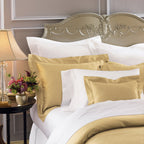 Sferra Colette Gold Queen Flat Sheet Lattice Egyptian Cotton 1020TC Italy NEW7