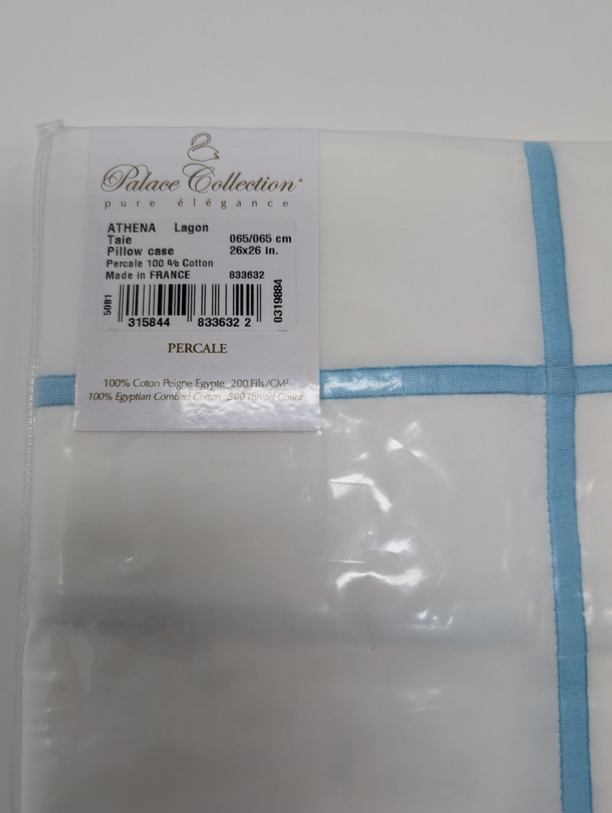 Yves Delorme Athena Queen Duvet Euro Set 3PC Aqua Stripes Egyptian Percale NEW4
