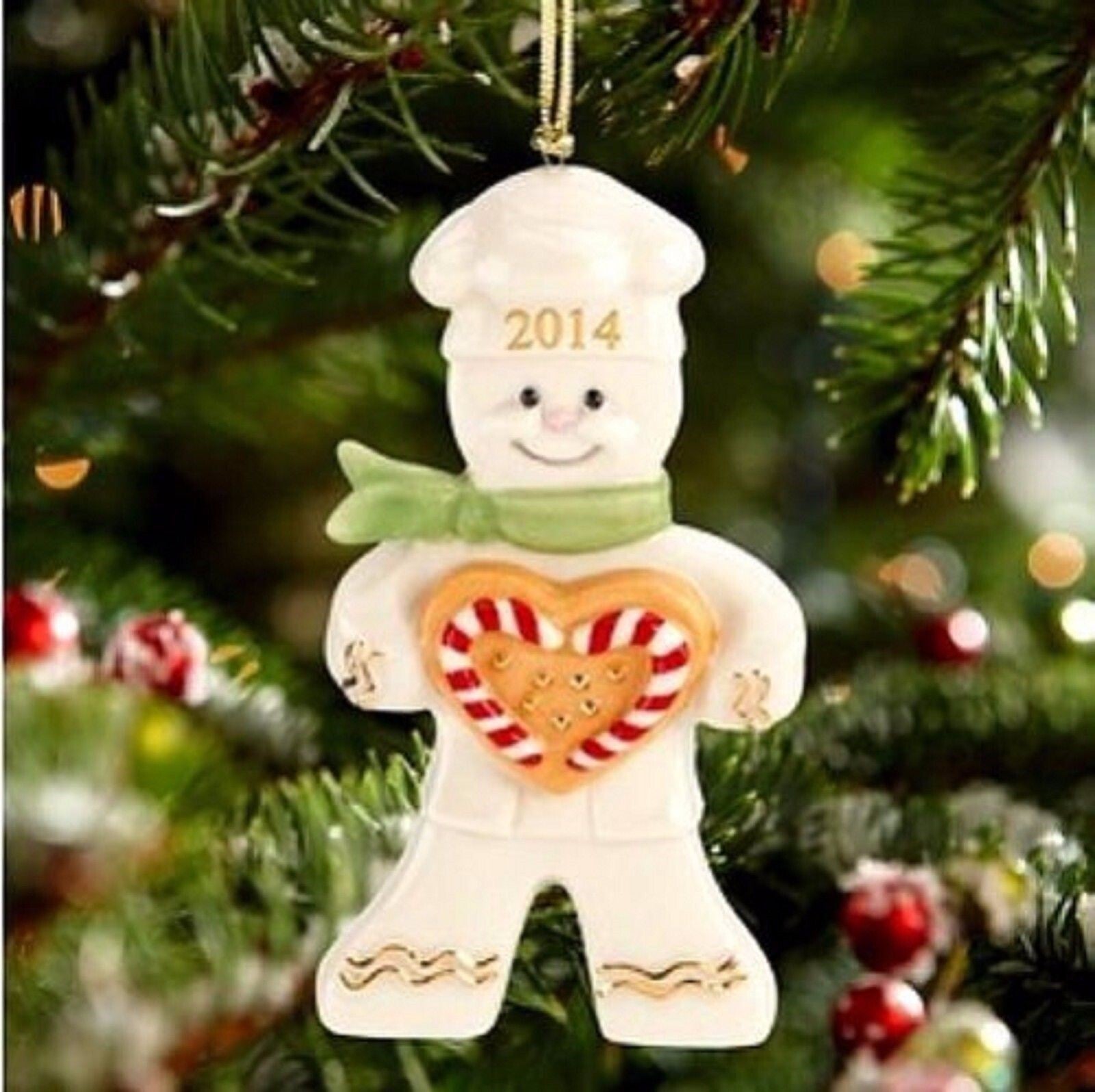Lenox 2014 Gingerbread Man Ornament Annual Peppermint Love Baker Christmas NEW1