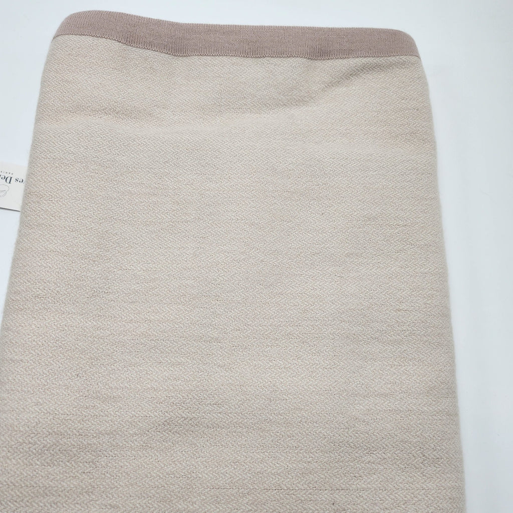 Yves Delorme Visible Beige Throw Blanket Baby Alpaca Border 51"x67" Gift BOX NEW8