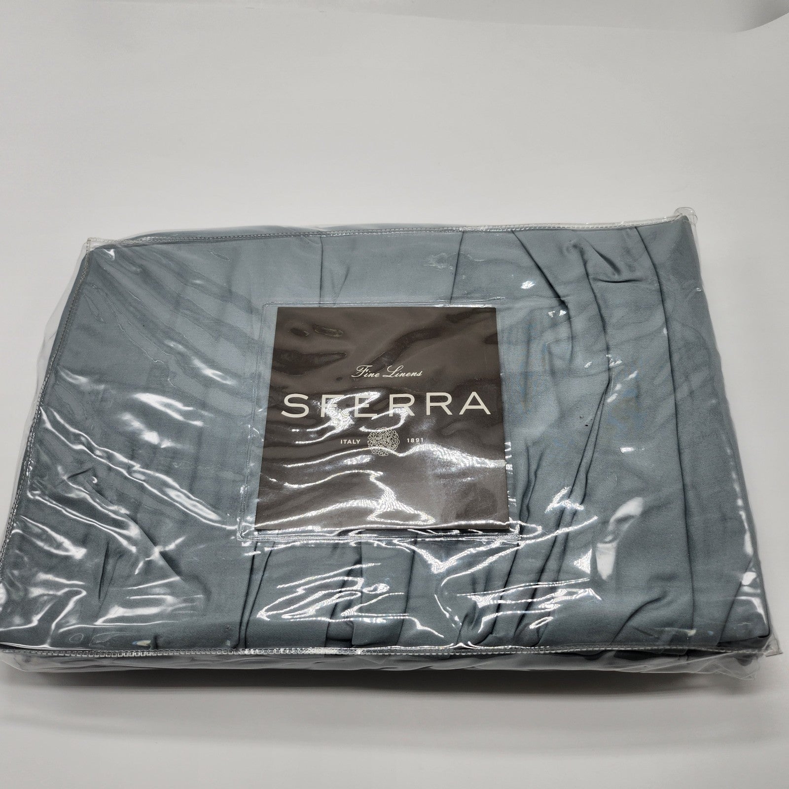 Sferra Monroe Blue King Bedskirt 3PC Solid Chocolate Gathered 100% Cotton NEW2