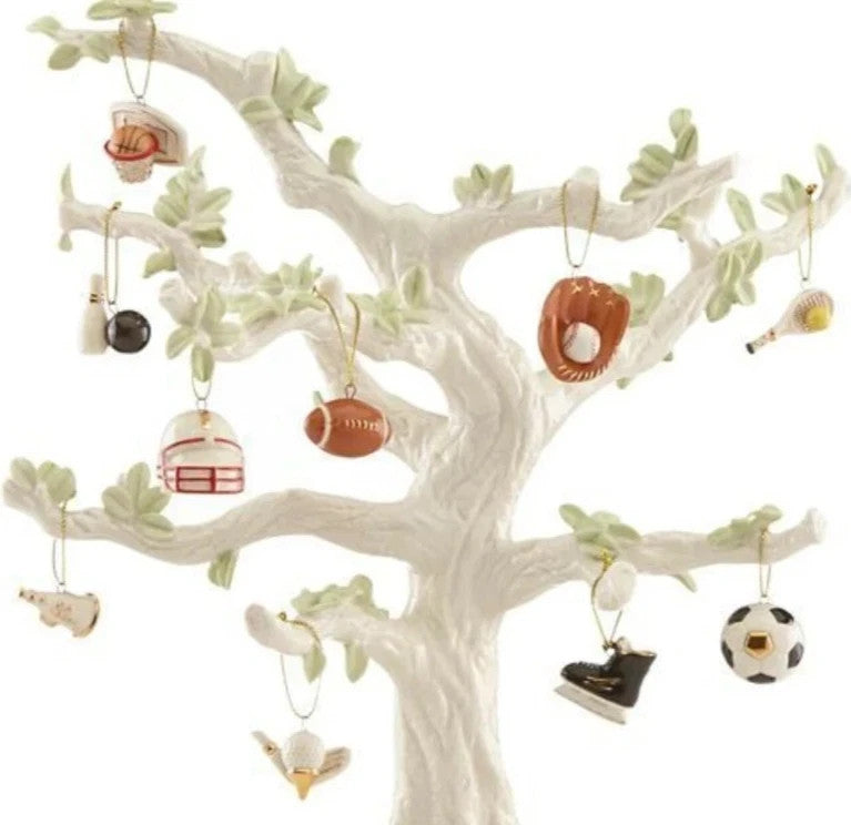 Lenox Dreaming of Sports Miniature Tree Ornaments Set 10 Football Soccer NEW3