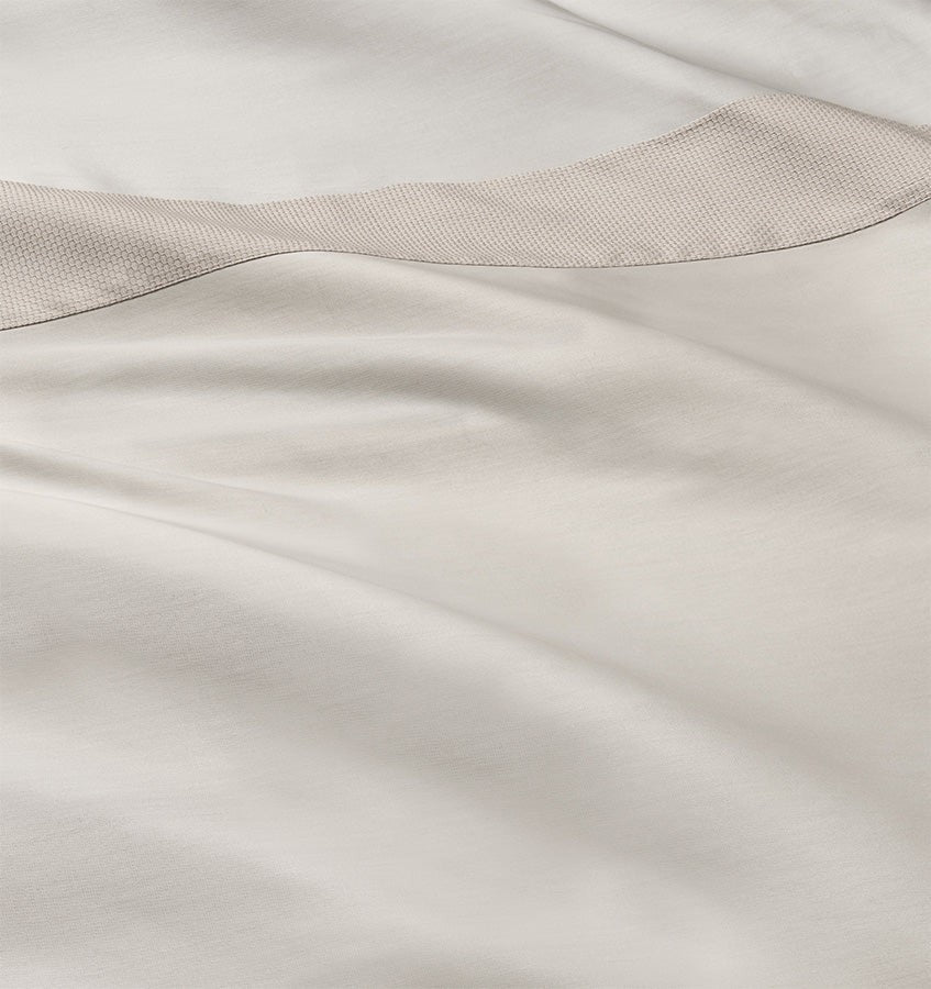 Sferra Carlotta Taupe Queen Duvet Textured Cuff Cotton Sateen Jacquard Italy NEW1