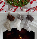 Sferra Stivali Christmas Stocking White Faux Fur Silver Cuff Soft Germany NEW2