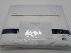 Sferra Estate White Queen Duvet Navy Applique Stripe Cotton Percale Italy NEW1