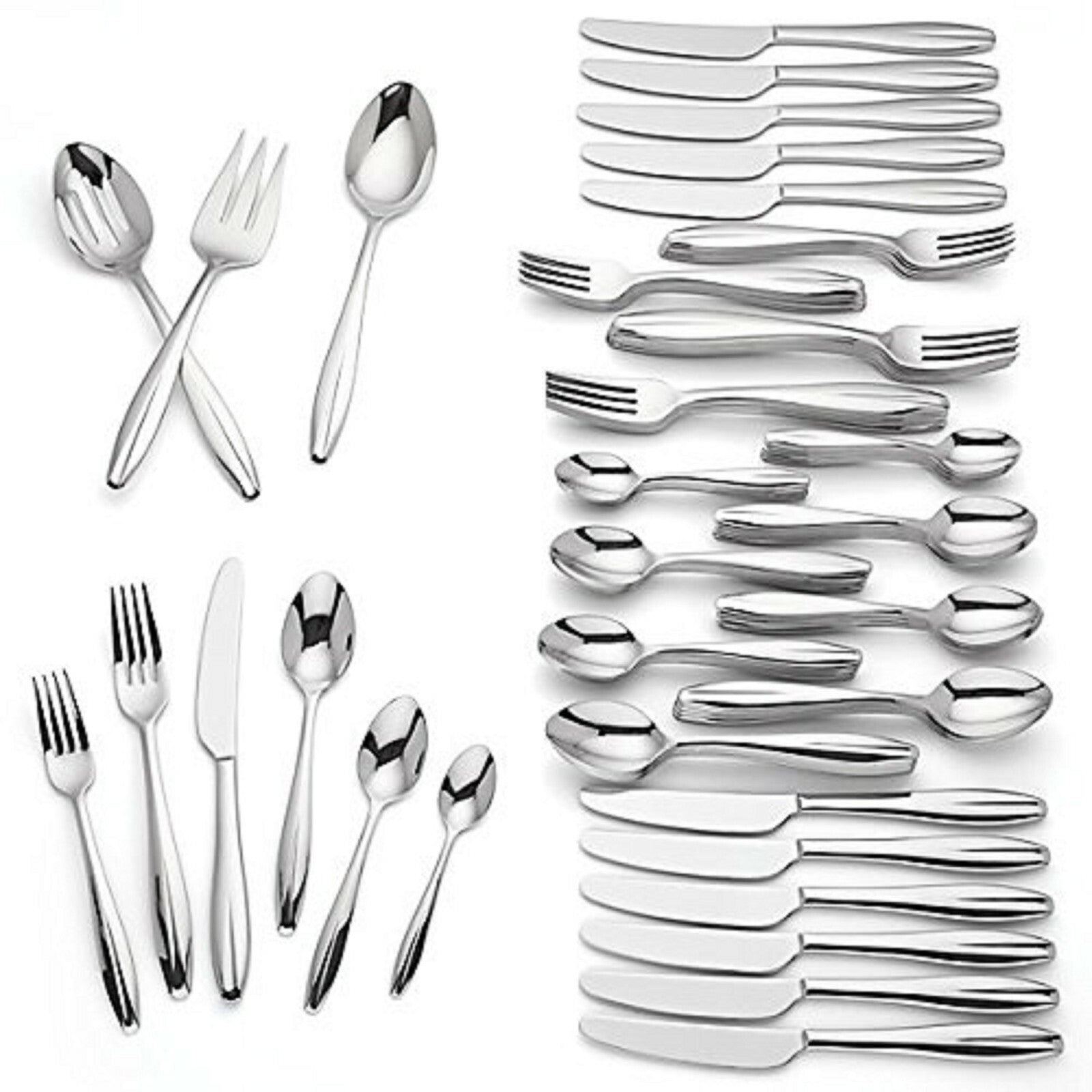 Lenox Vernick 87 Piece Flatware Set Service For 12 Stainless 18/10 Grooved NEW0