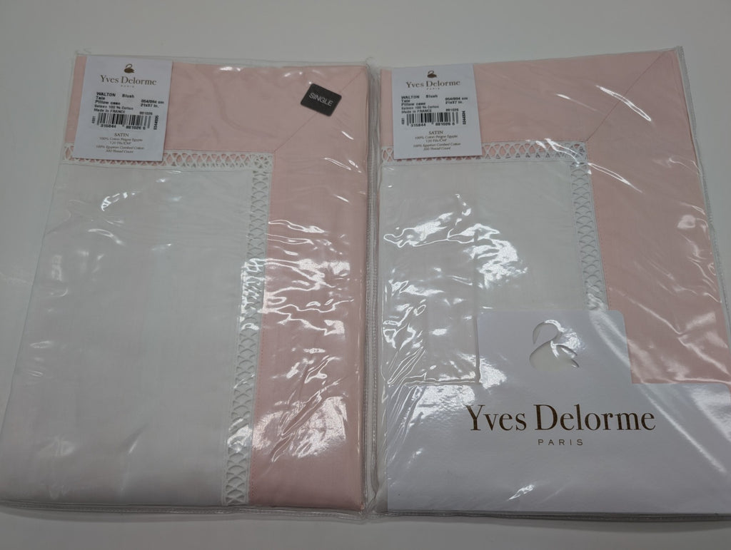 Yves Delorme Walton White  King Duvet Set 3PC  Blush Insert Egyptian Cotton NEW16