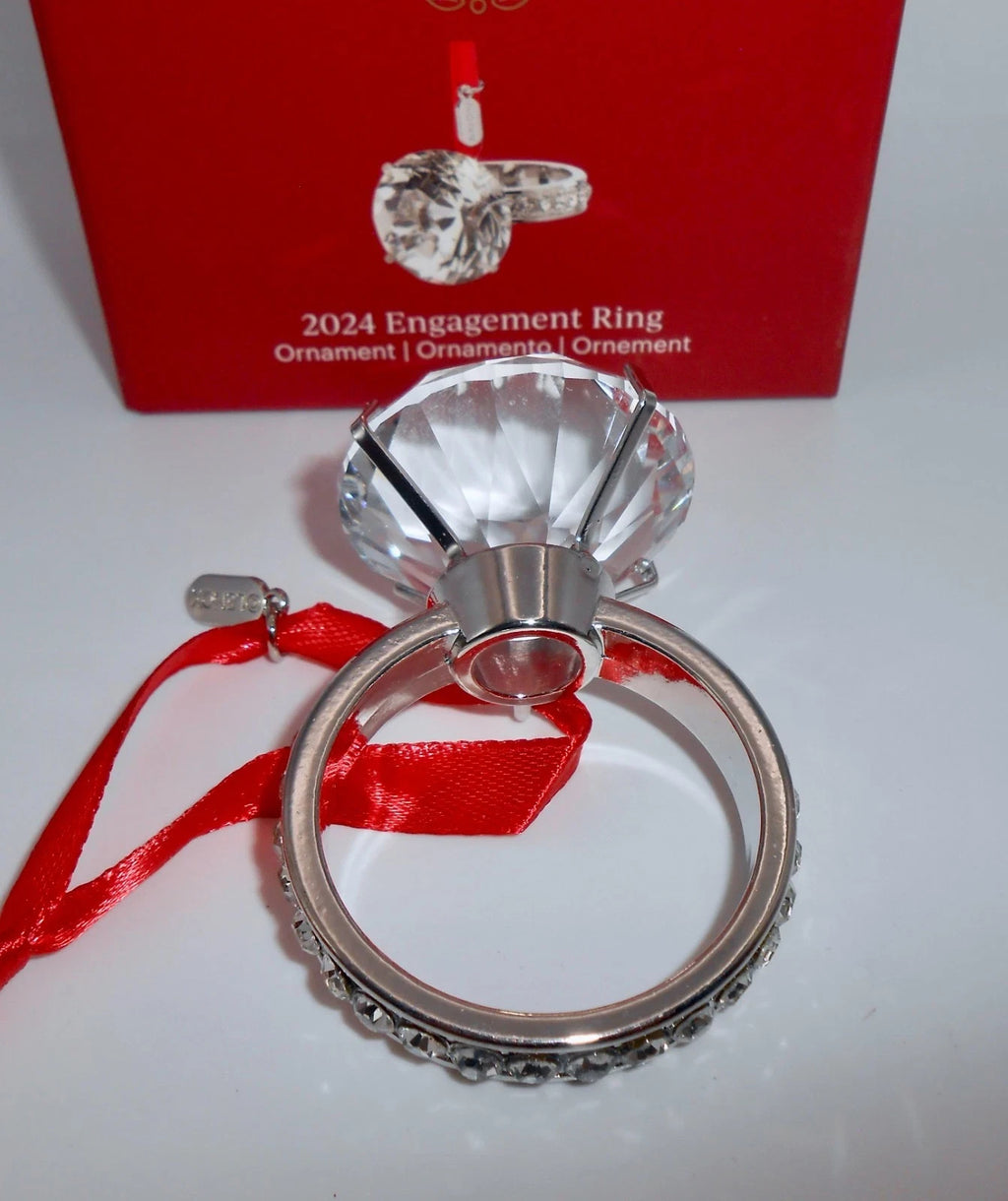 Lenox 2024 Engagement Ring Ornament Wedding Proposal Crystal Christmas Gift NEW9