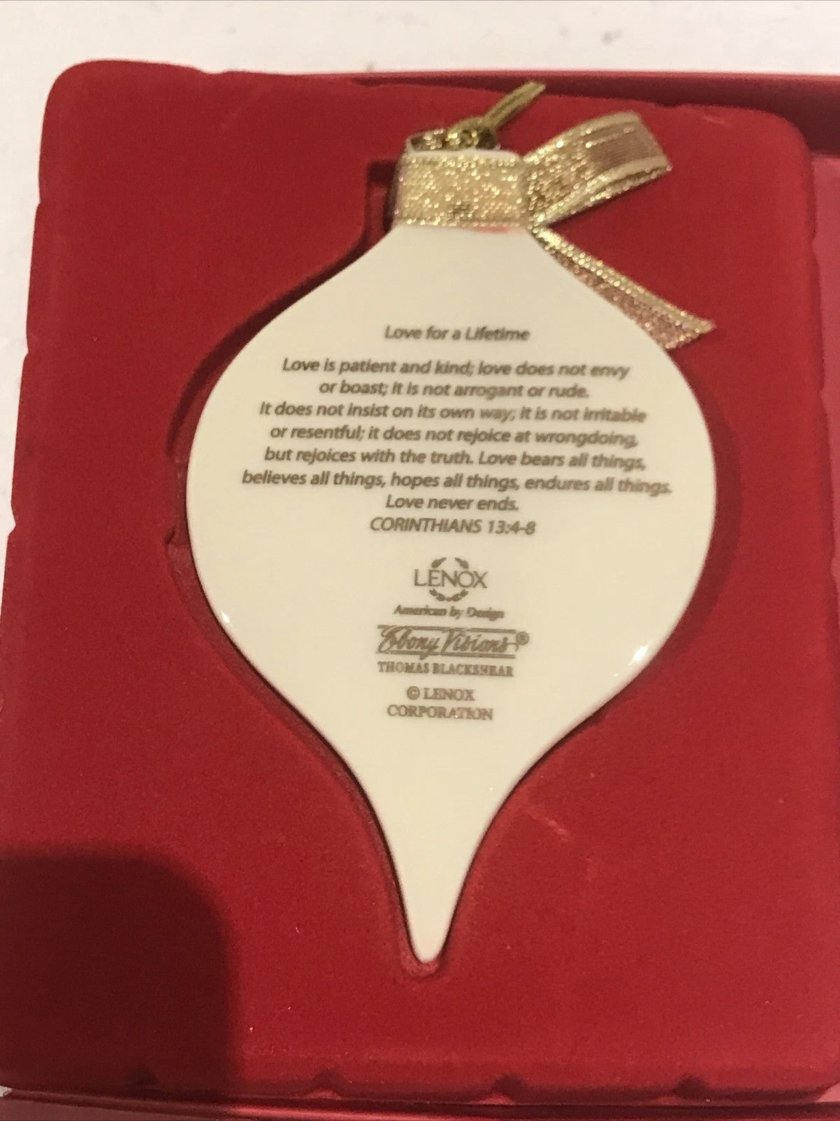 Thomas Blackshear Wedding Ornament Love For A Lifetime Ebony Visions Lenox NEW2