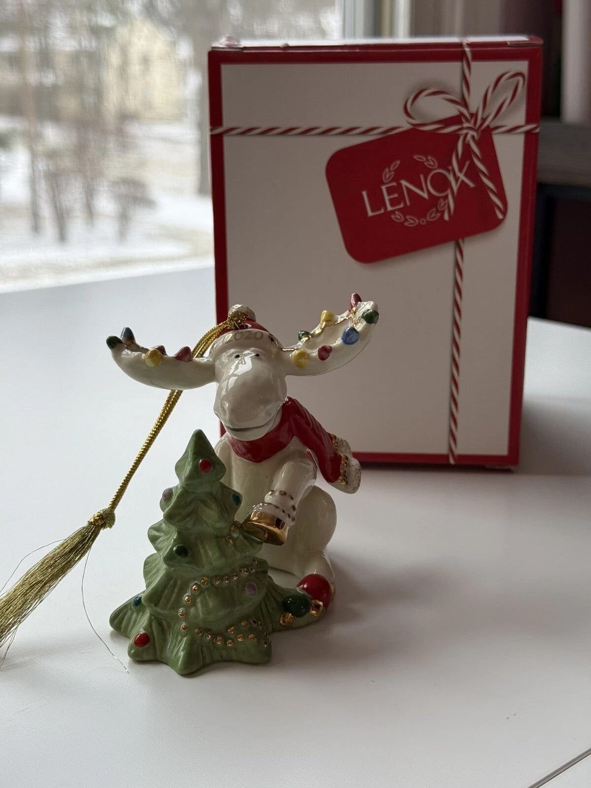 Lenox 2020 Marcel Moose Decorates Tree Figurine Ornament  Annual Christmas NEW7
