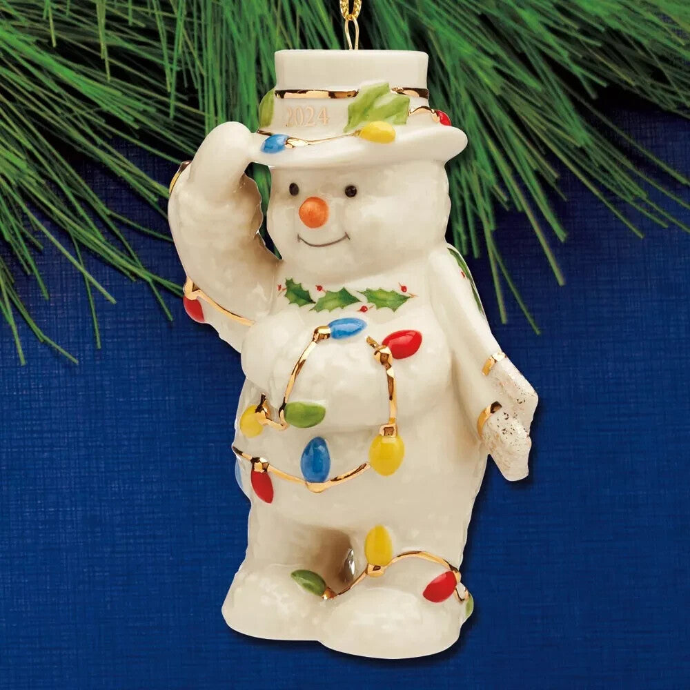 Lenox 2024 Snowman Figurine Ornament Annual with Christmas Lights Gift NEW2