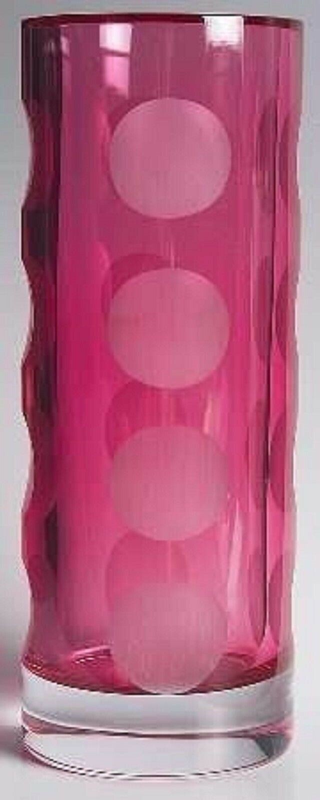 Kate Spade NY Crystal Bonita Street Hot Pink Bud Vase Frosted Dots 7.5 Lenox NEW0