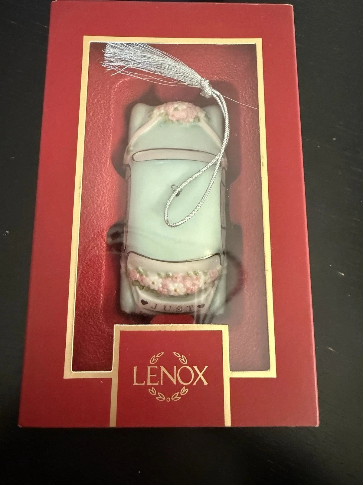Lenox 2024 Just Married Wedding Car Ornament Honeymoon Vintage Christmas NEW4