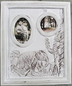 Lenox Safari Elephant Double Window Photo Frame Ivory Carved Antiqued 17" NEW1