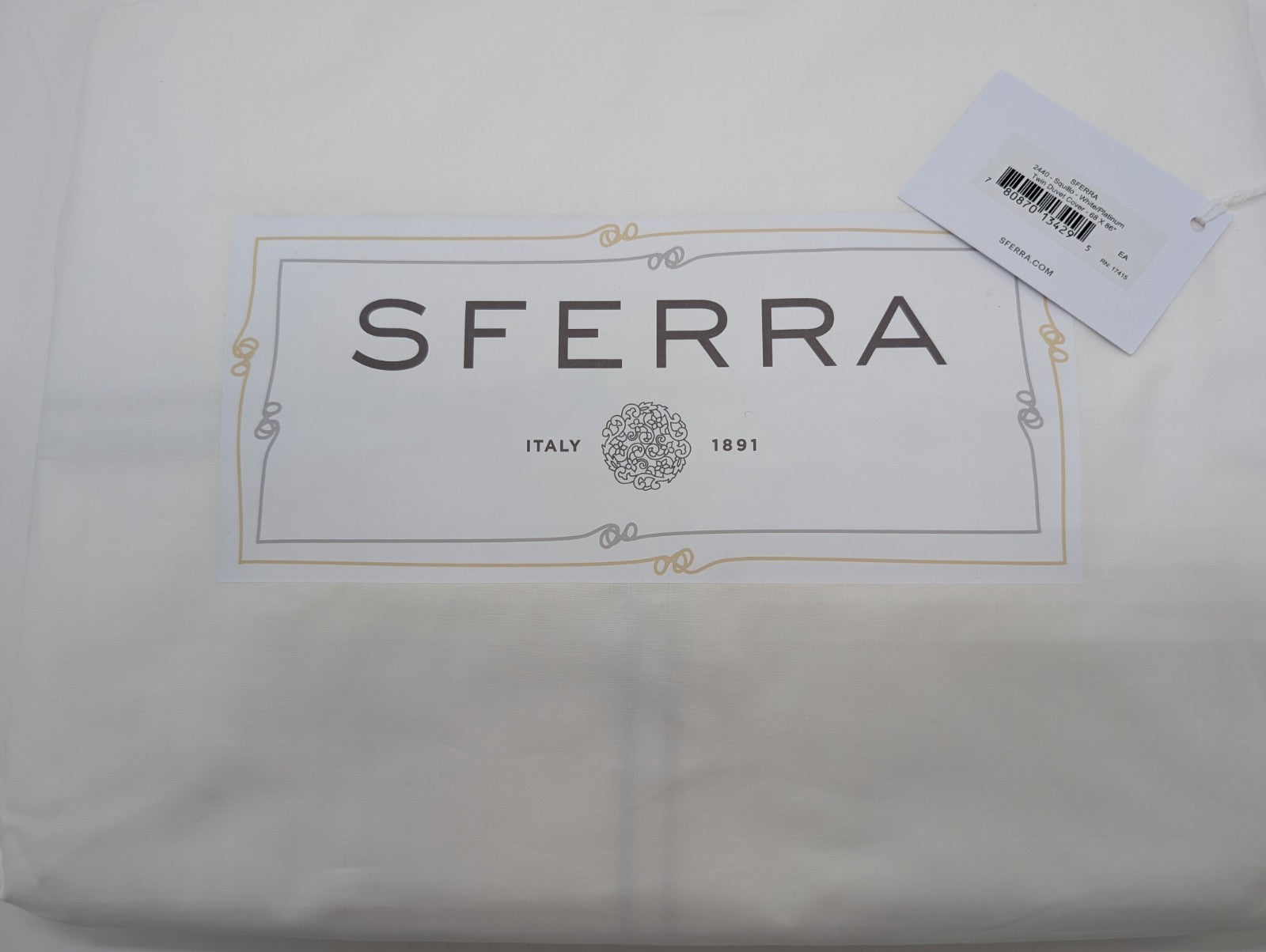 Sferra Squillo White Twin Duvet Platinum Satin Stitch Embroidery Youth Italy NEW0