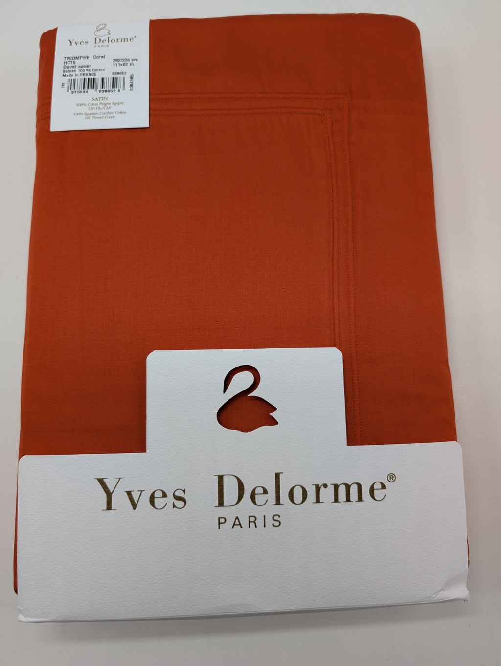 Yves Delorme Triomphe Orange King Duvet Set 3PC 100% Egyptian Cotton Sateen NEW3
