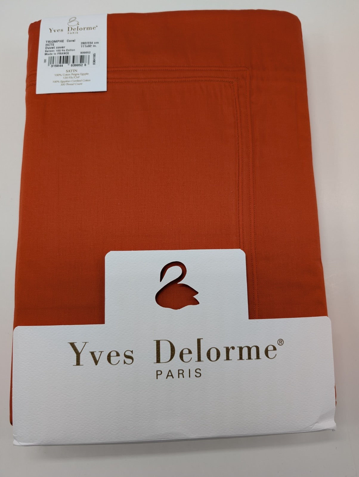 Yves Delorme Triomphe Orange King Duvet Set 3PC 100% Egyptian Cotton Sateen NEW3