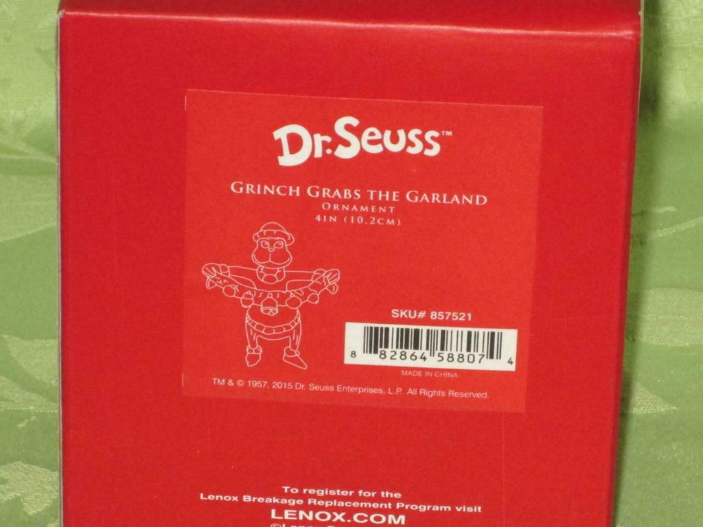 Lenox Grinch Grabs The Garland Ornament Dr. Seuss Who Stole Christmas NEW3
