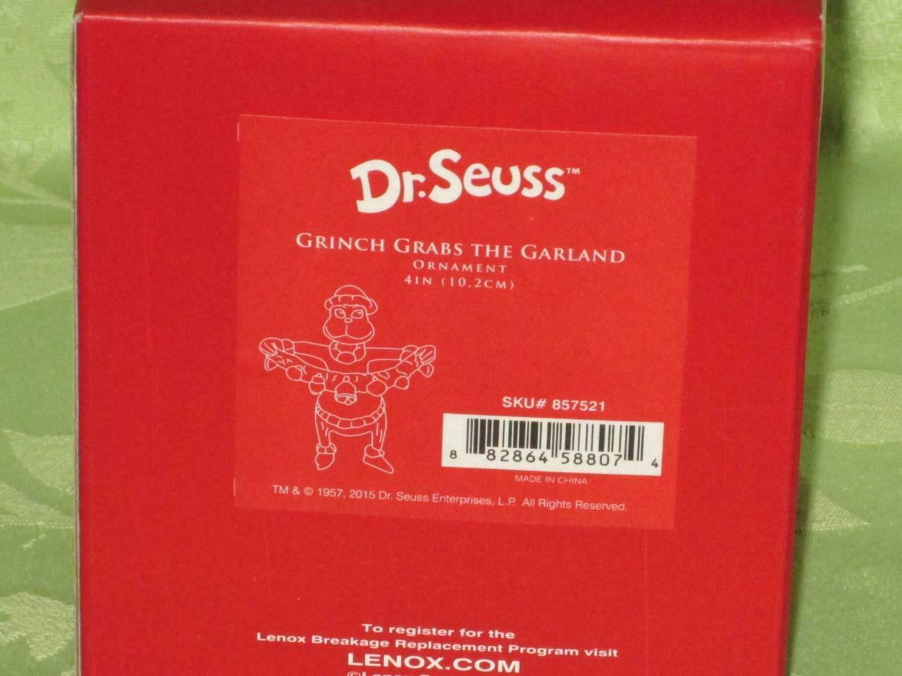 Lenox Grinch Grabs The Garland Ornament Dr. Seuss Who Stole Christmas NEW3