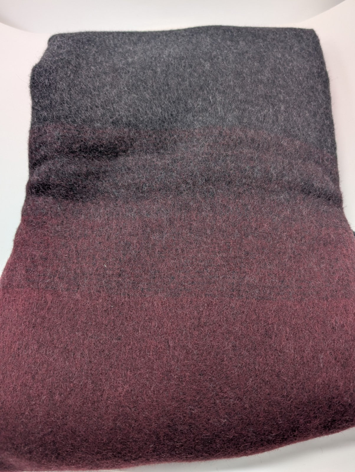 Sferra Jeno Throw Blanket Burgundy Grey Variated Fringe Angora & Merino Soft NEW7