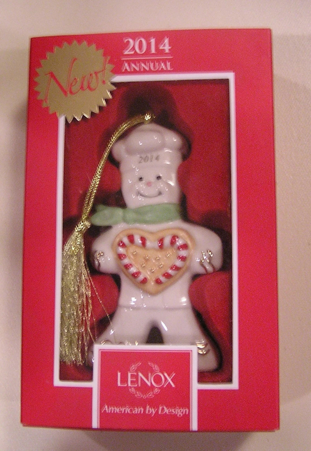 Lenox 2014 Gingerbread Man Ornament Annual Peppermint Love Baker Christmas NEW7