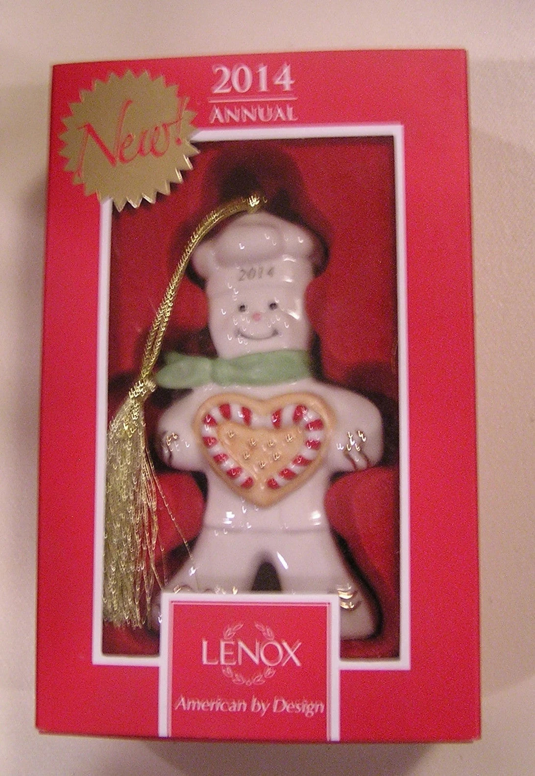 Lenox 2014 Gingerbread Man Ornament Annual Peppermint Love Baker Christmas NEW7