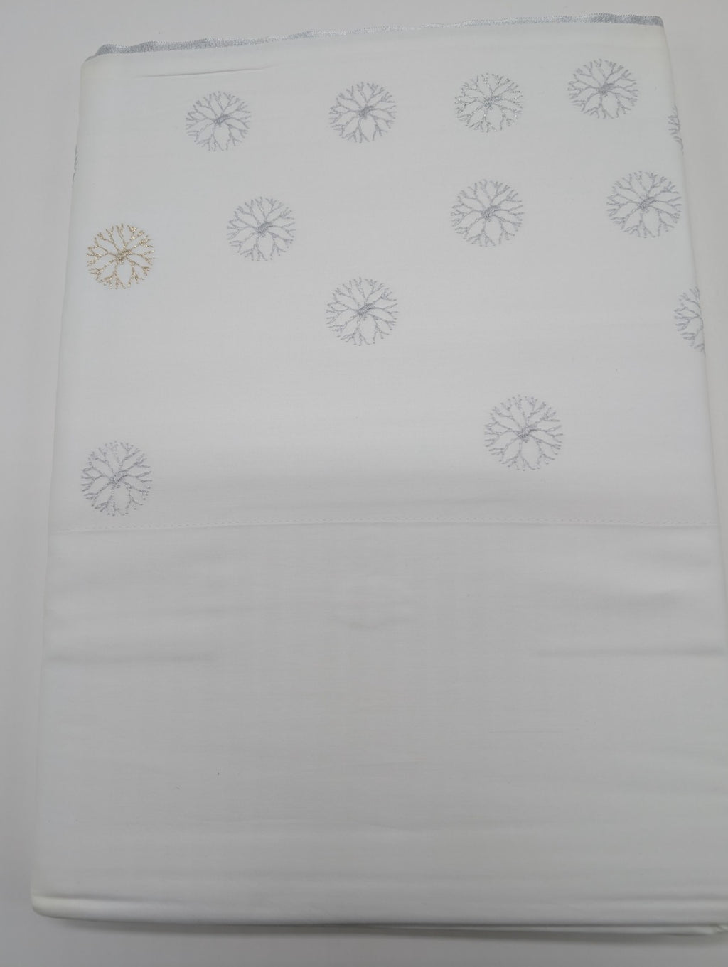 Yves Delorme Neige King Flat Sheet Embroidered Snowflakes Egyptian Cotton LE NEW10