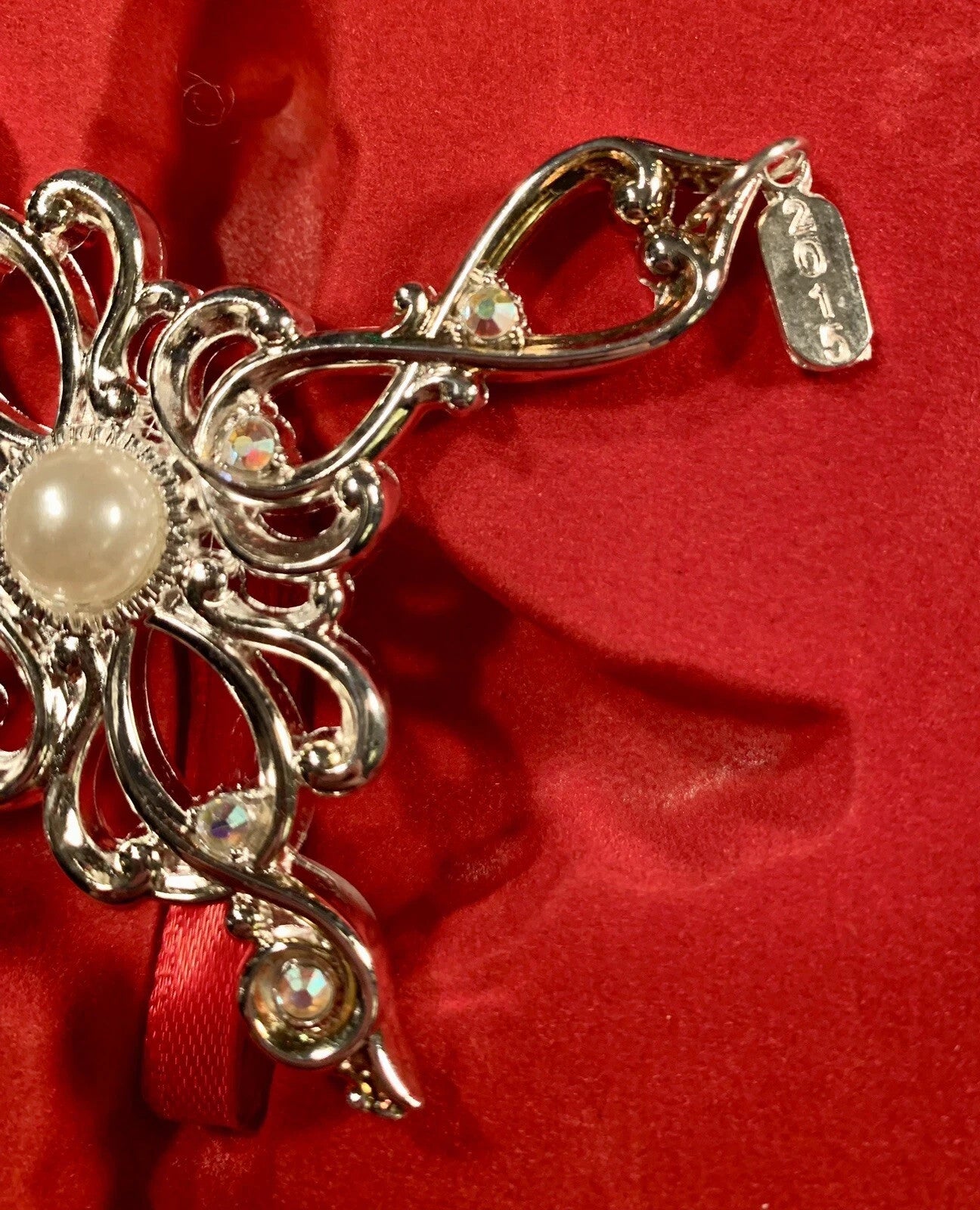 Lenox Gemmed Cross Ornament Filigree Silver Pearl Crystals 2015 Christmas NEW6