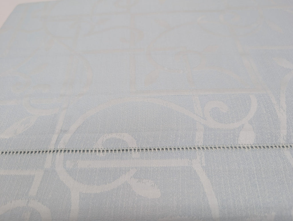 Sferra Graticcio Aquamarine King Duvet Set 3PC Cotton Sateen Jacquard Italy NEW4