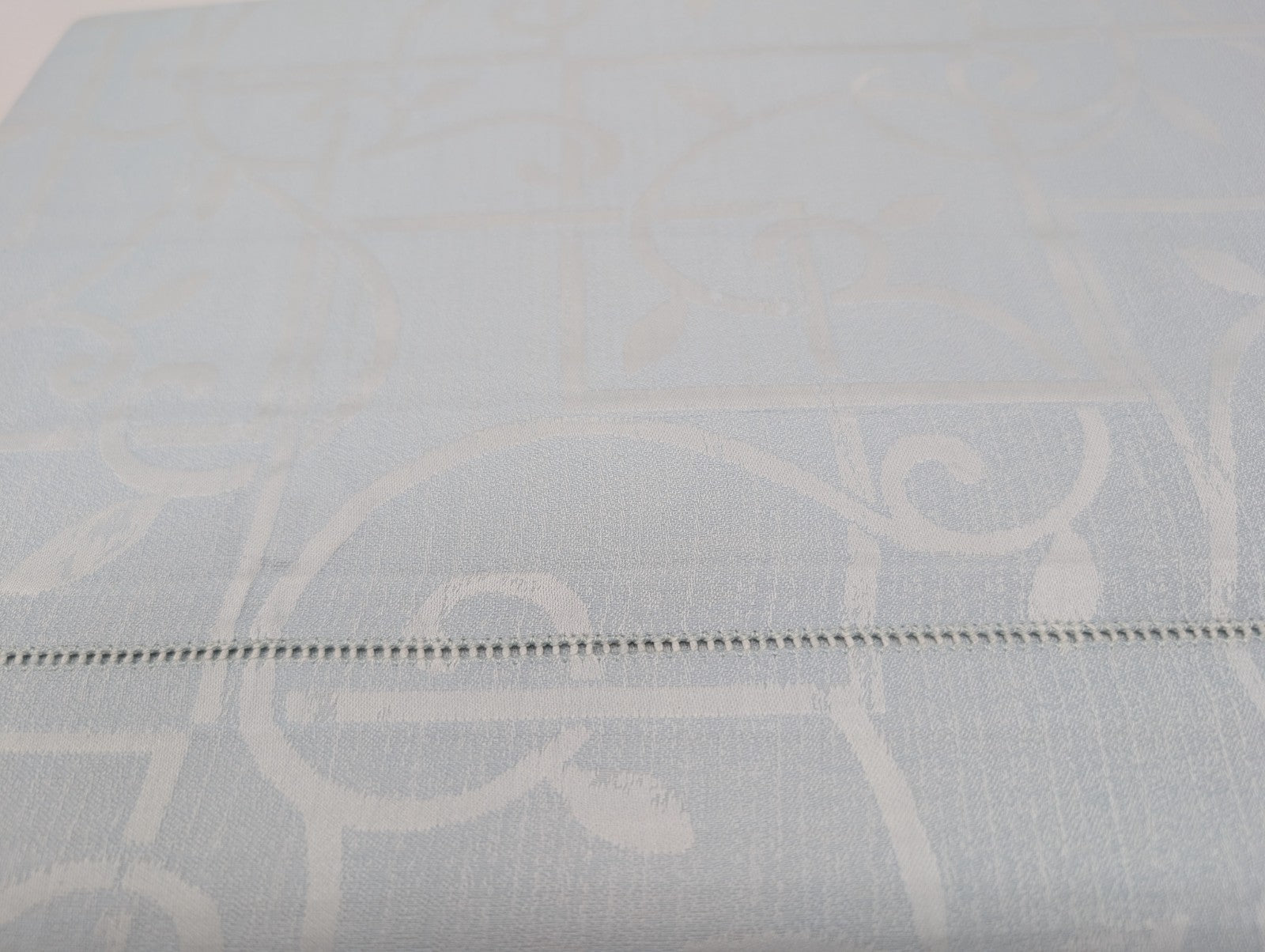 Sferra Graticcio Aquamarine King Duvet Set 3PC Cotton Sateen Jacquard Italy NEW4