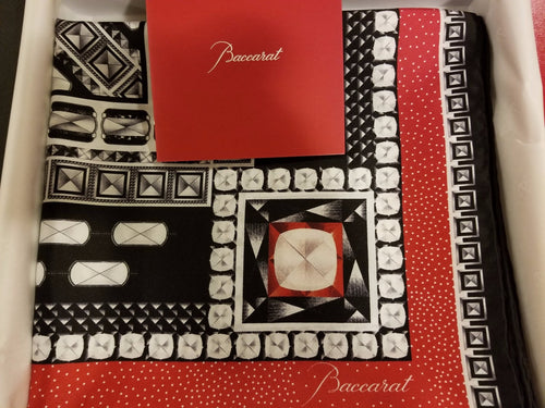 Baccarat 100% Silk Scarf Shaw Louxor Red Black Graphic 55" # 2809047 NEW In Box1