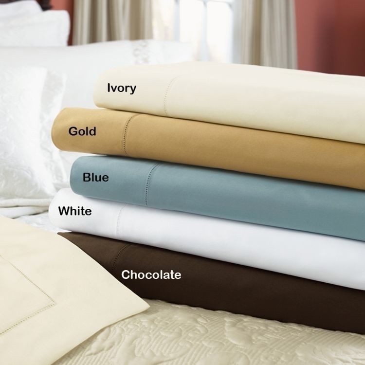 Sferra Monroe Blue King Bedskirt 3PC Solid Chocolate Gathered 100% Cotton NEW1