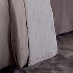 Yves Delorme Taupe Queen Flat Sheet Cafe Creme Dotted Links Jacquard Points NEW3