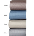 Yves Delorme White Queen Flat Sheet  Baltic Blue Wide Border Sateen Cocon NEW5