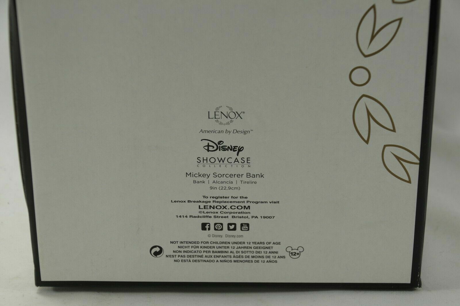 Lenox Disney Sorcerer Mickey Bank Figurine Mouse Fantasia Apprentice 9" NEW2