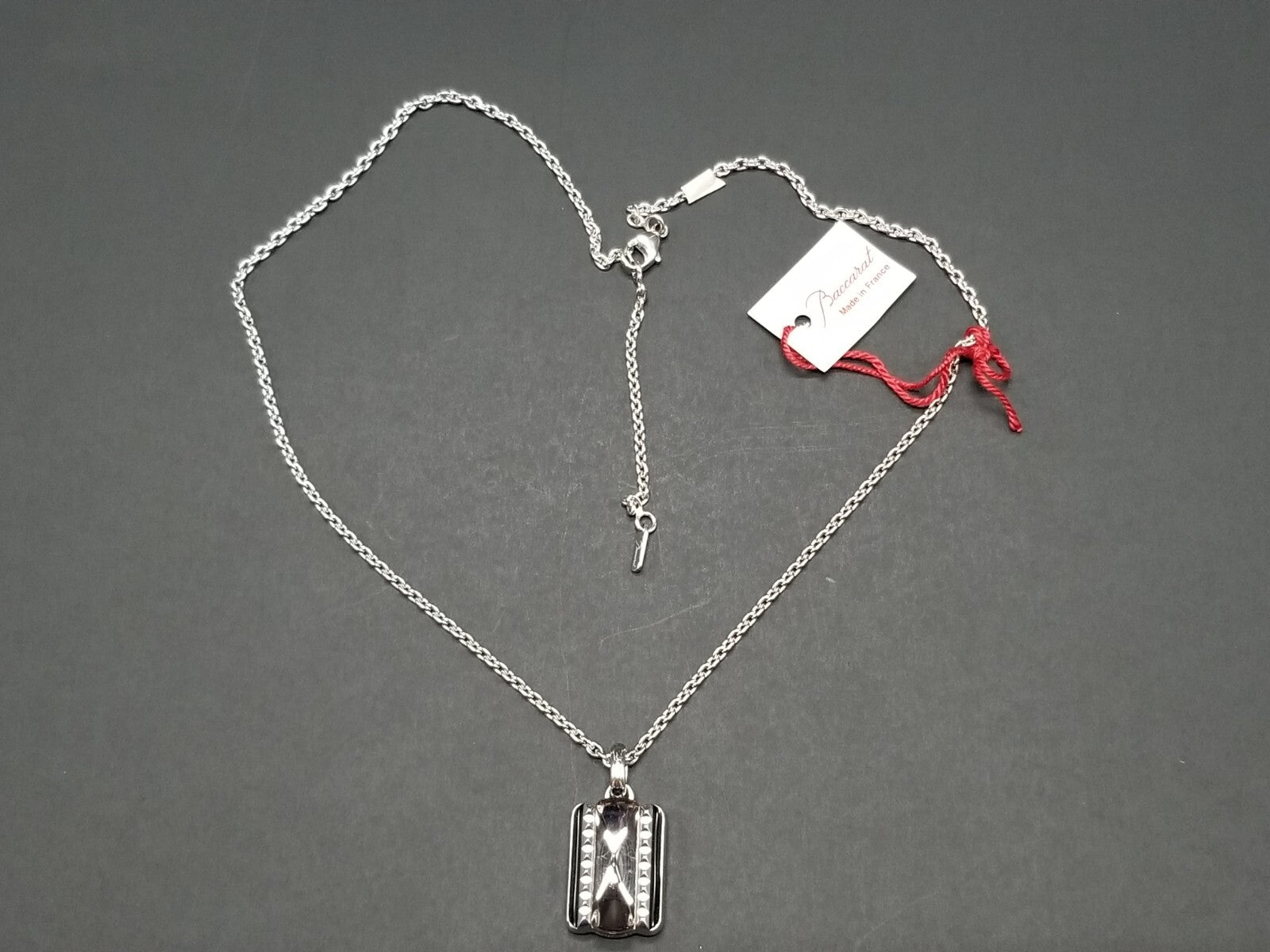 Baccarat Crystal Louxor Necklace Silver Mist Mirror Diamond Cut  22" Chain NEW1