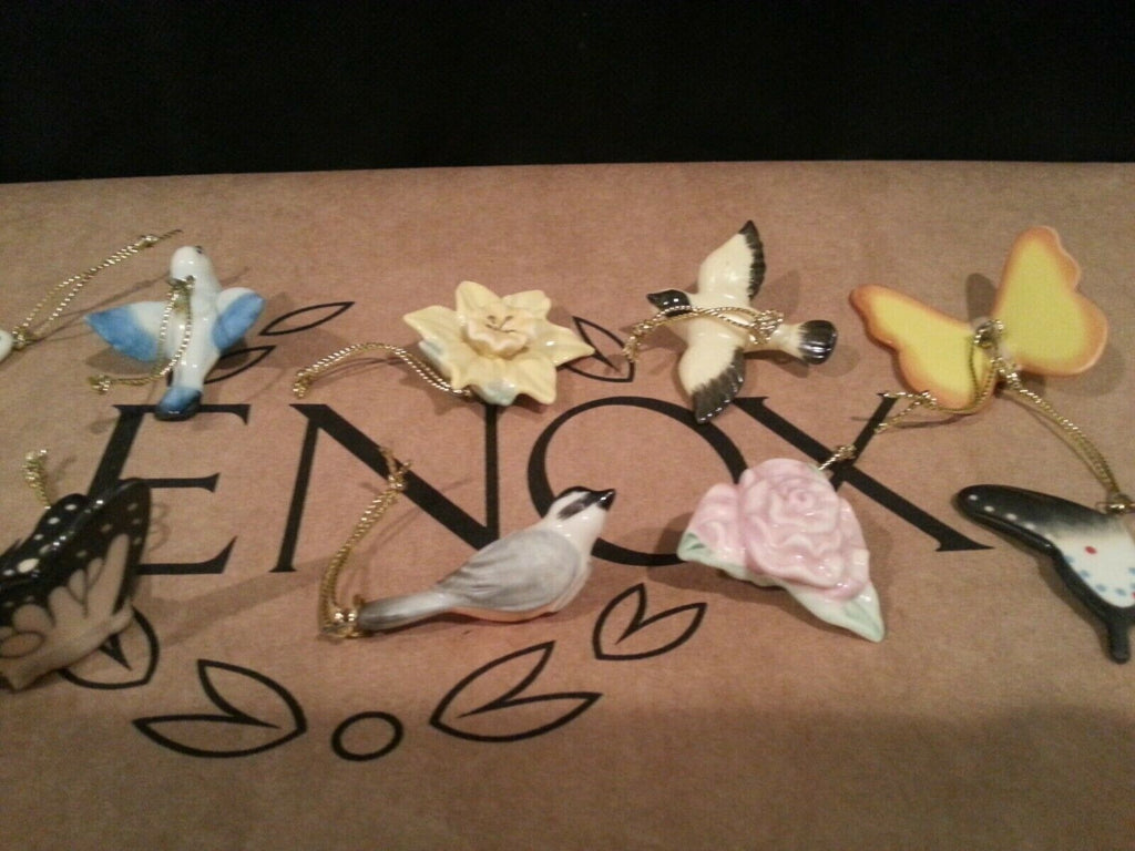 Lenox Spring Easter Mini Tree Ornaments Set 10 Flower Bird Butterfly Retired NEW4