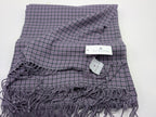 Yves Delorme Purple Gabriel Throw Blanket Fringed Houndstooth Merino Wool NEW1