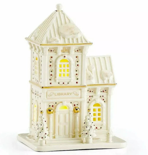 Lenox  Mistletoe Park Lighted Library Figurine Village Treasures Christmas NEW0