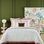 Yves Delorme Walton White  King Duvet Set 3PC  Blush Insert Egyptian Cotton NEW5