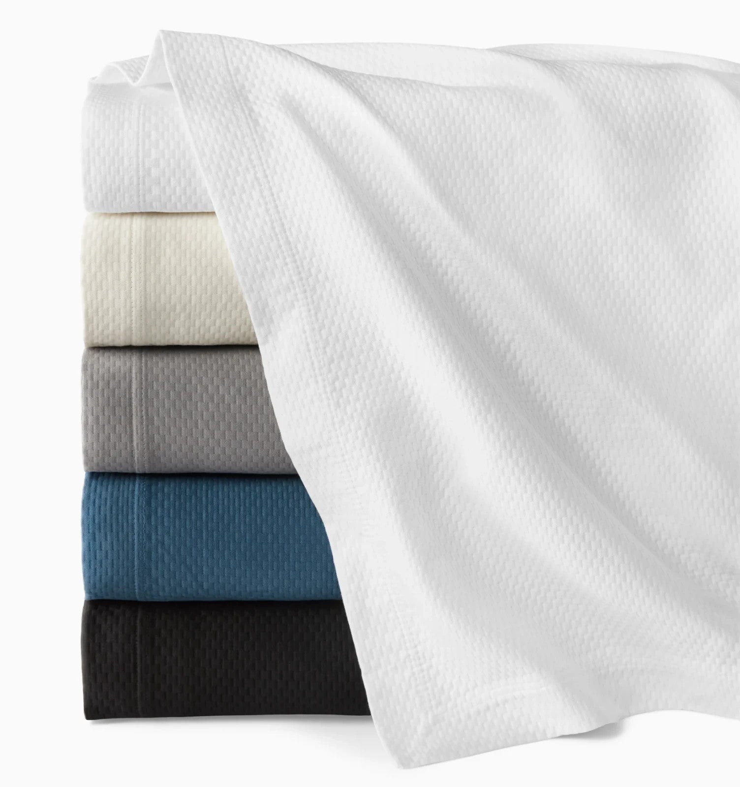 Sferra Perrio Blue Queen Coverlet Set 4PC Storm Geometric Matelassé Portugal NEW4