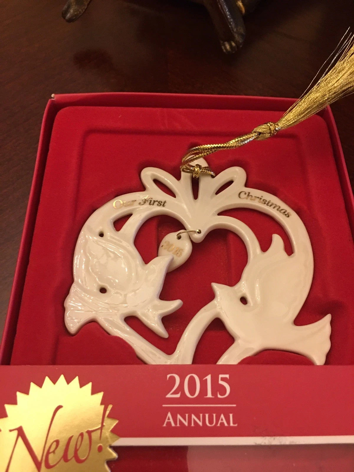 Lenox 2015 Our First Christmas Ornament Wedding  Anniversary Love Doves 1st NEW7
