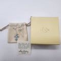 Lenox Turquoise Cross Necklace Blue Topaz Stone Sterling Silver Chain 18" NEW0