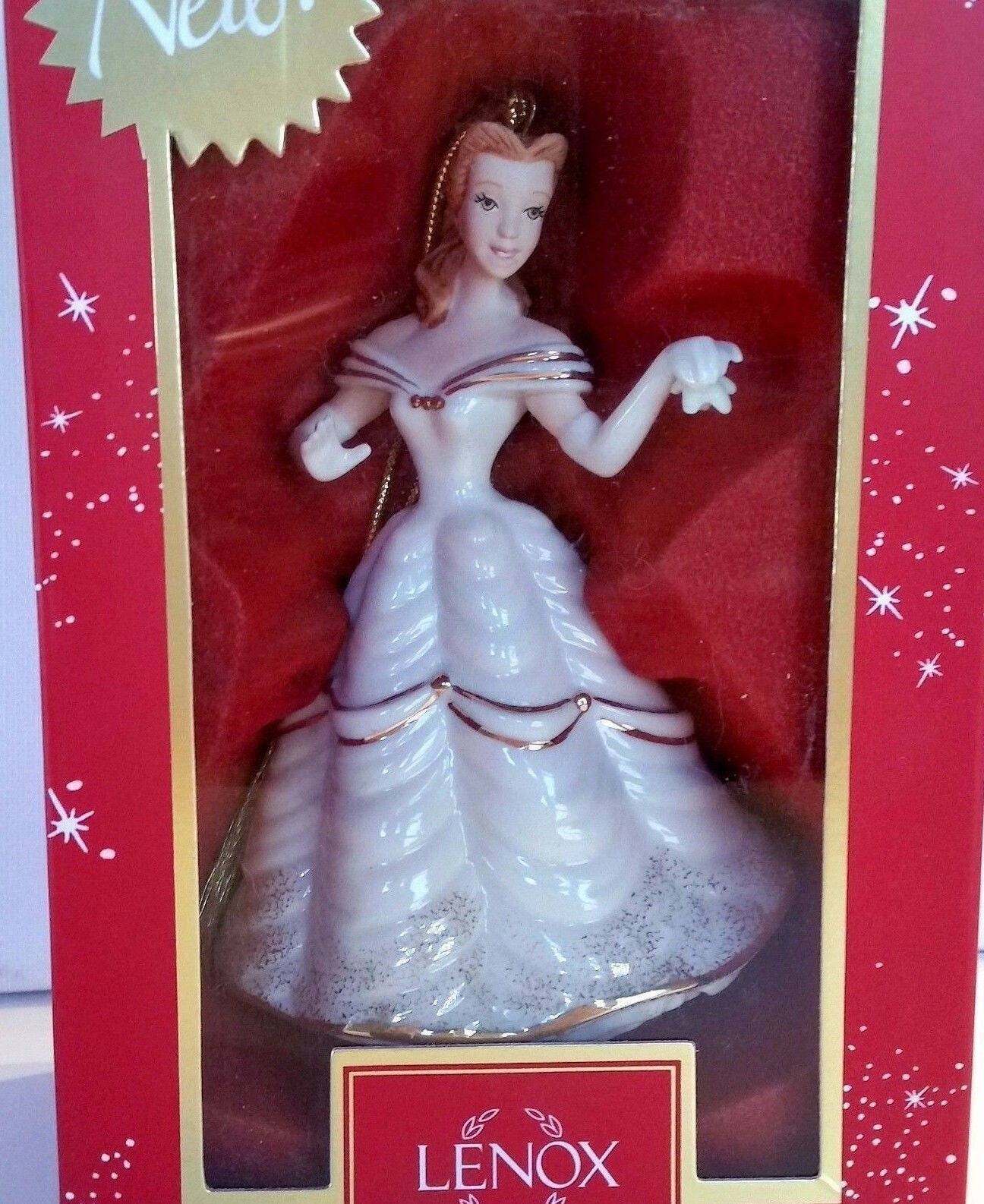 Lenox Disney Princess Belle Ornament Figurine Beauty Beast Christmastime NEW5