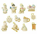 Lenox Snow Pals Snowman Miniature Tree Ornaments Set 12 PC Winter Skis Sled NEW0