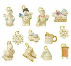 Lenox Snow Pals Snowman Miniature Tree Ornaments Set 12 PC Winter Skis Sled NEW0