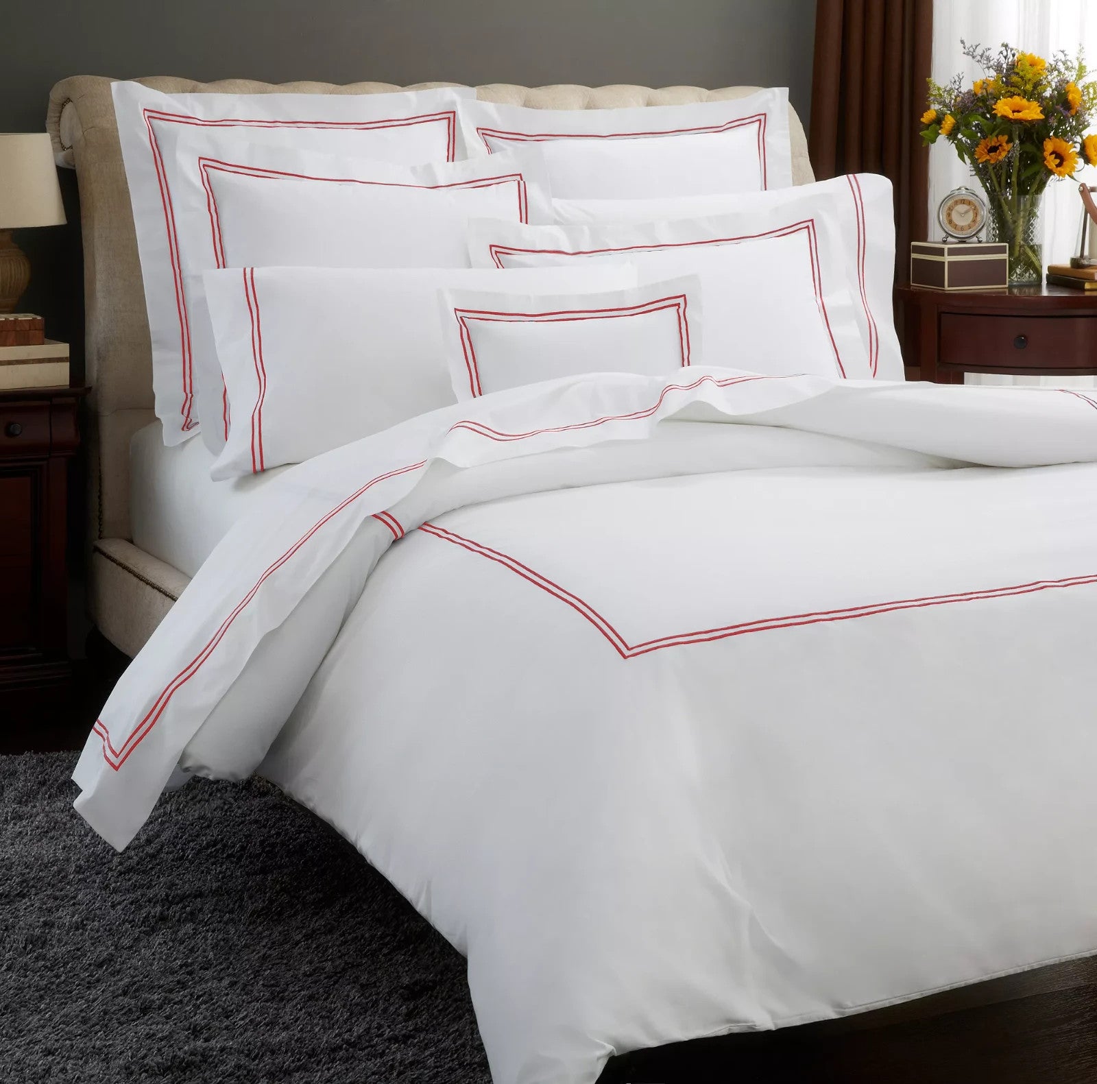 Sferra Grande Hotel King Duvet Set 4PC  Berry Egyptian Cotton Percale Italy NEW4